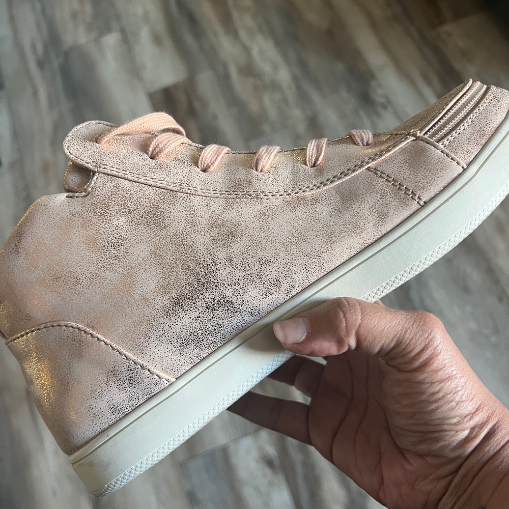 BILLY footwear- Metallic Rose Gold Mid-Top Sneakers